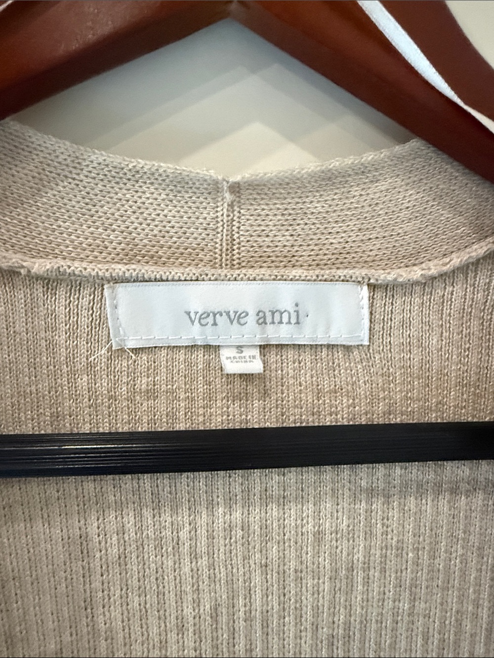 Beige Open-Front Ribbed Cardigan - Picture 2 of 5